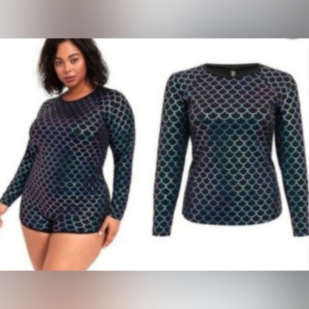 Torrid Mermaid Scale Swim Cover Up Rashguard